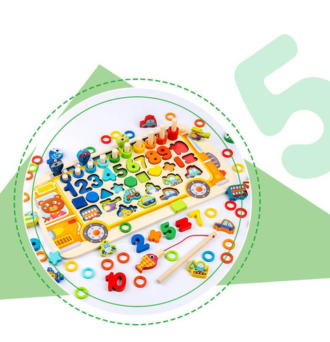 Autobus szkolny Montessori tablica edukacyjna gra rybki