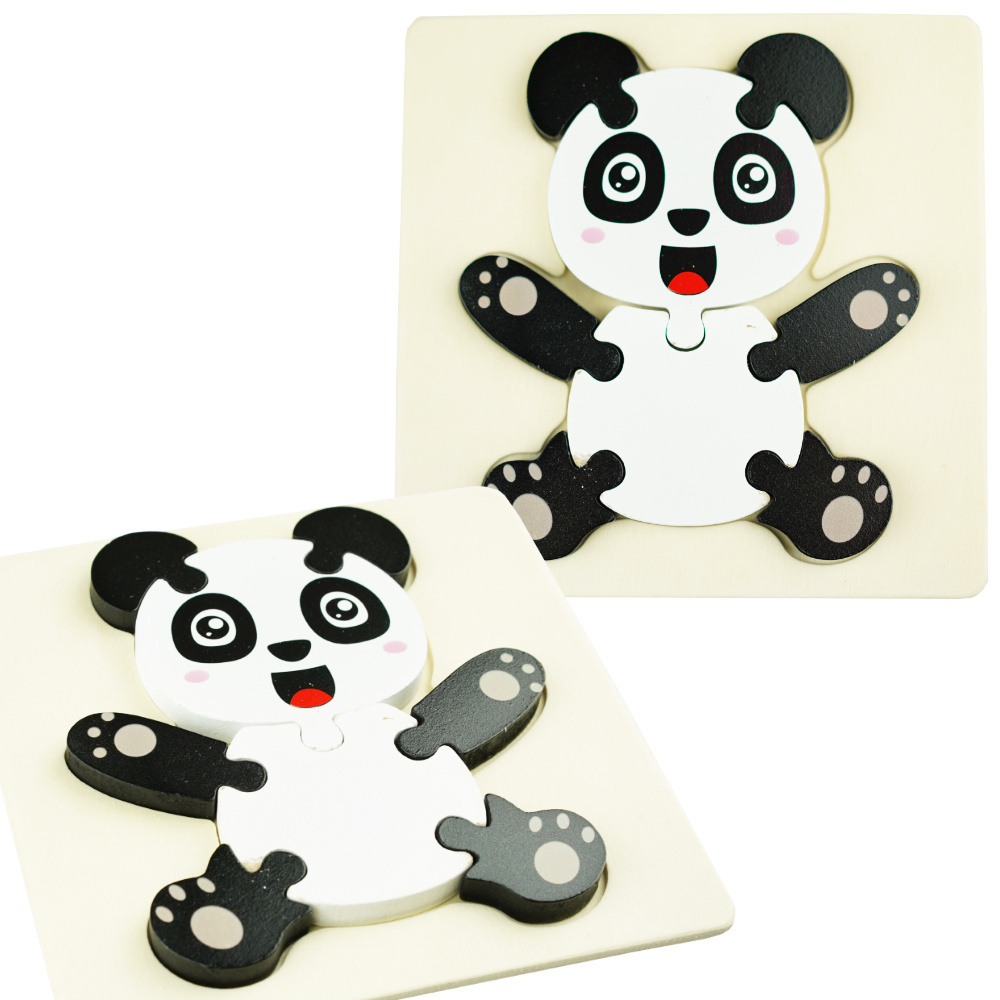 Drewniana kolorowa układanka puzzle Panda