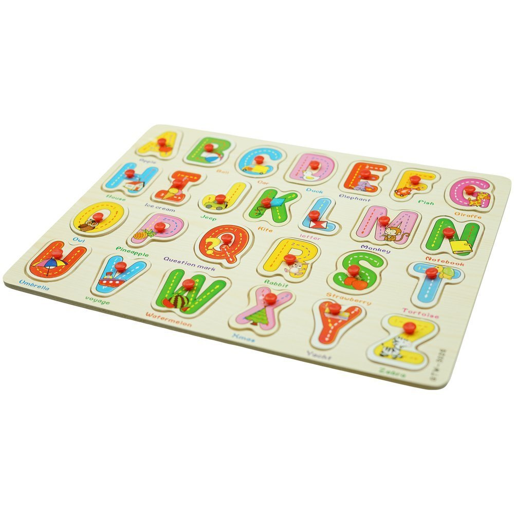Drewniana układanka z uchwytami puzzle Alfabet