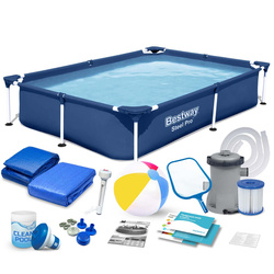 Basen prostokątny stelażowy 221x150x43 cm 16w1 Bestway 56401N