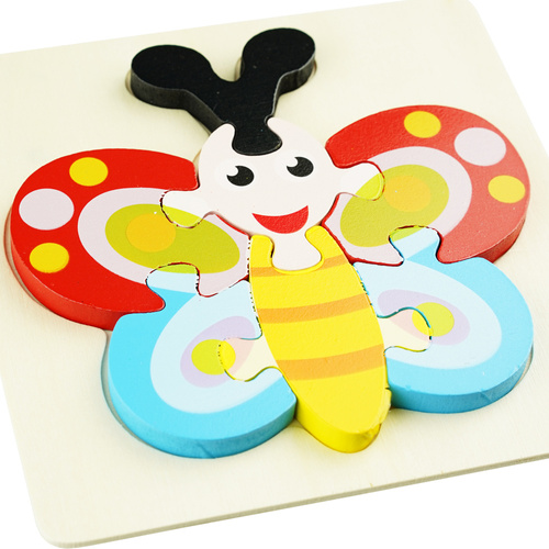 Drewniana kolorowa układanka puzzle Motyl
