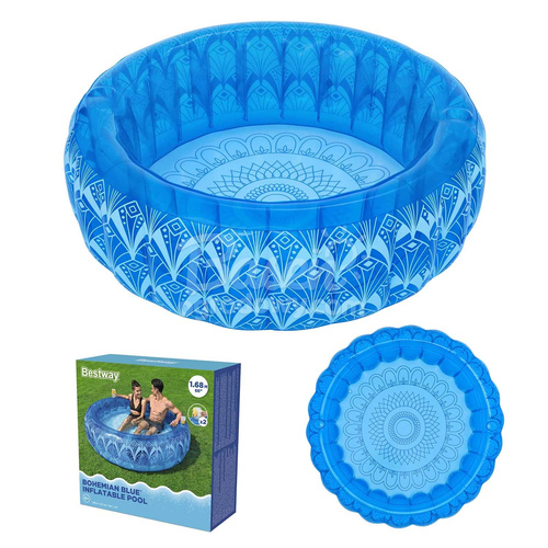Bestway Dmuchany basen BOHEMIAN BLUE + 2 uchwyty na kubek 168x53cm 54479
