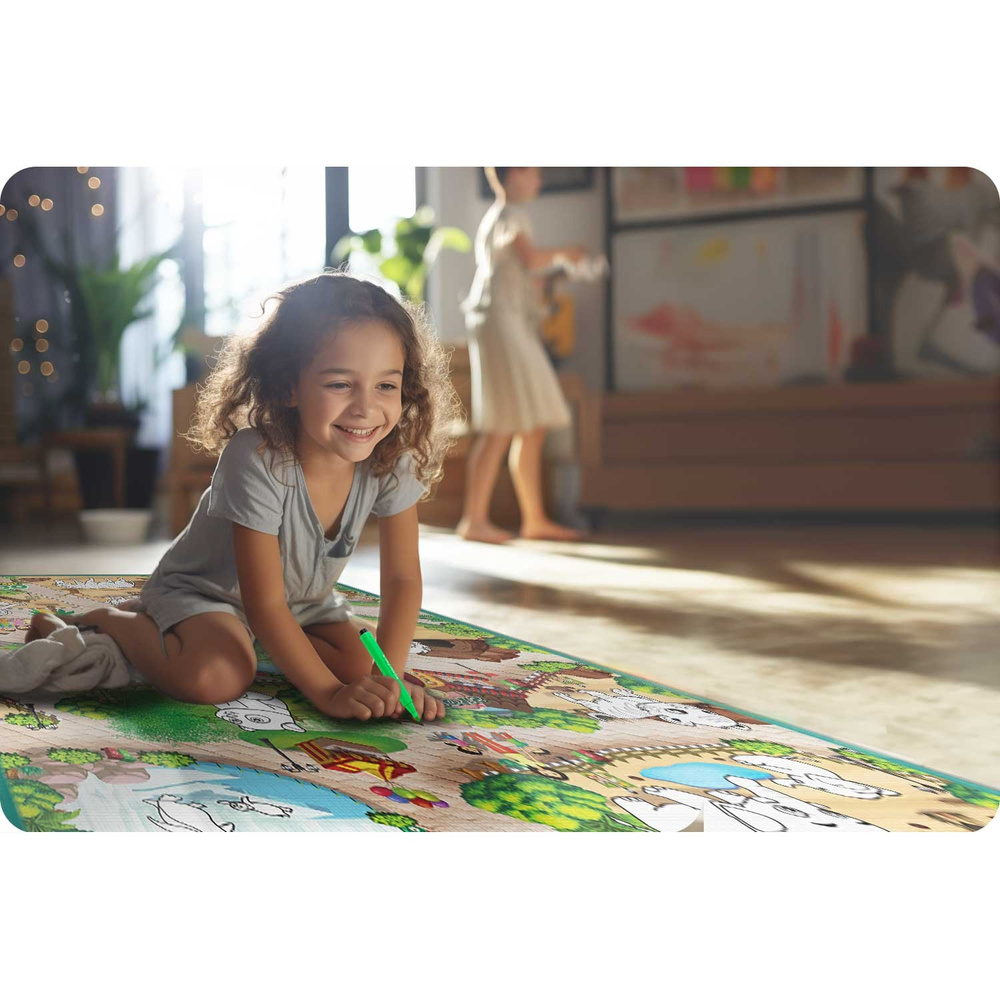 Zwijana mata edukacyjna do kolorowania 120 x 92 cm z mazakiem GRATIS