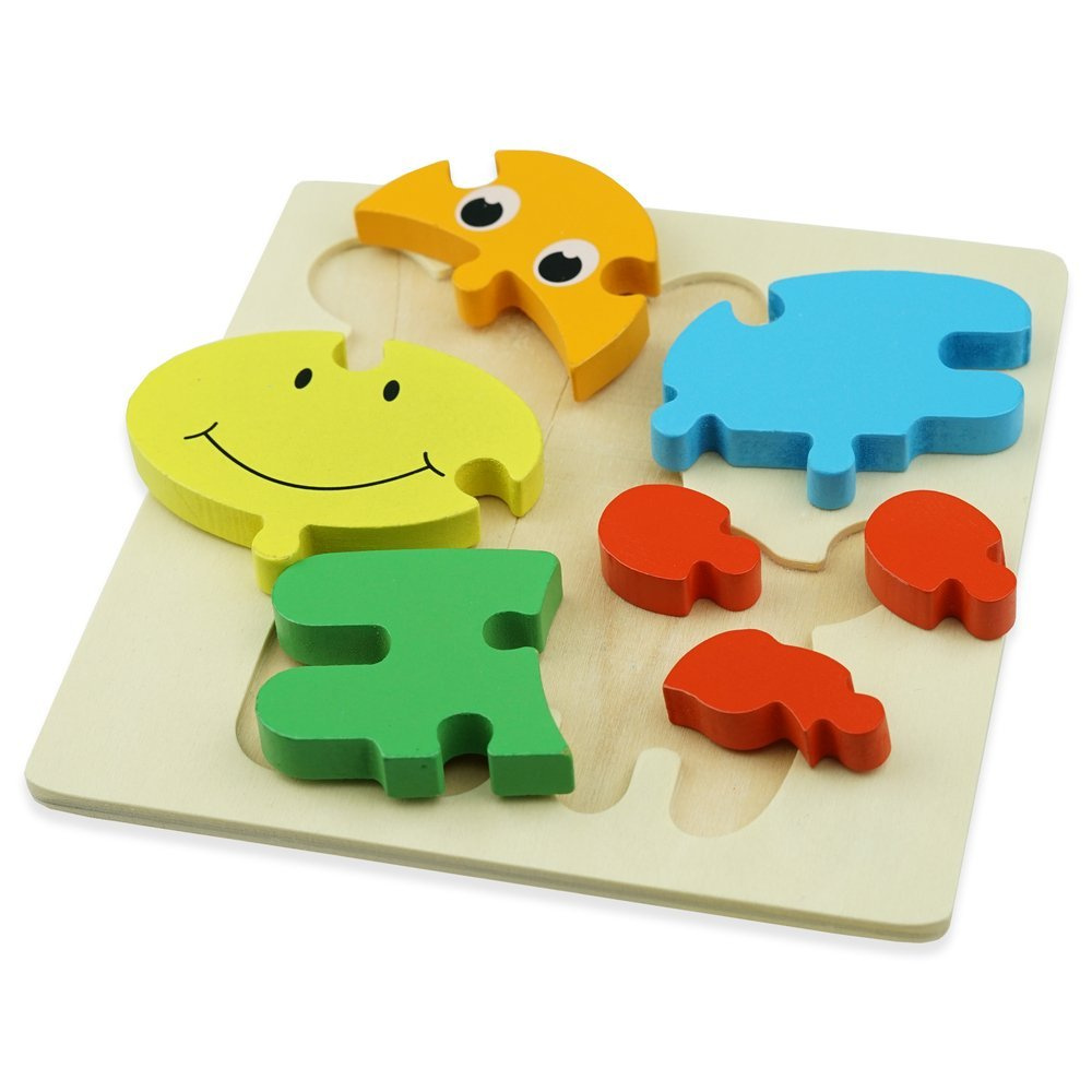 Drewniana kolorowa układanka puzzle Hipopotam
