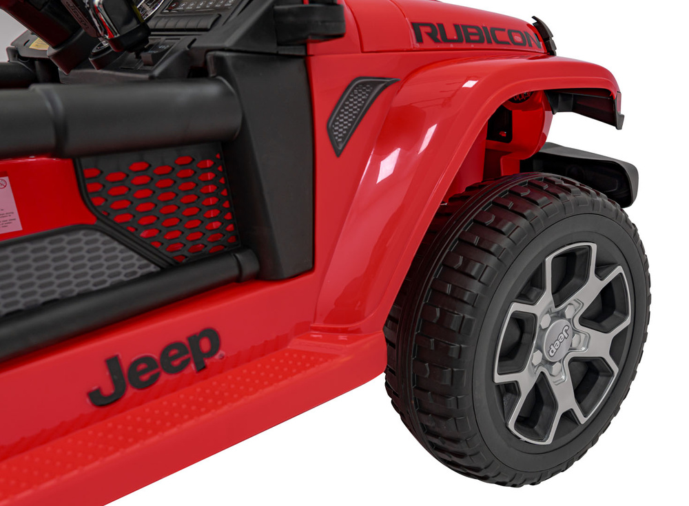 Jeep Wrangler Rubicon na akumulator dla dzieci Czerwony + Pilot + Radio MP3 LED + Koła EVA