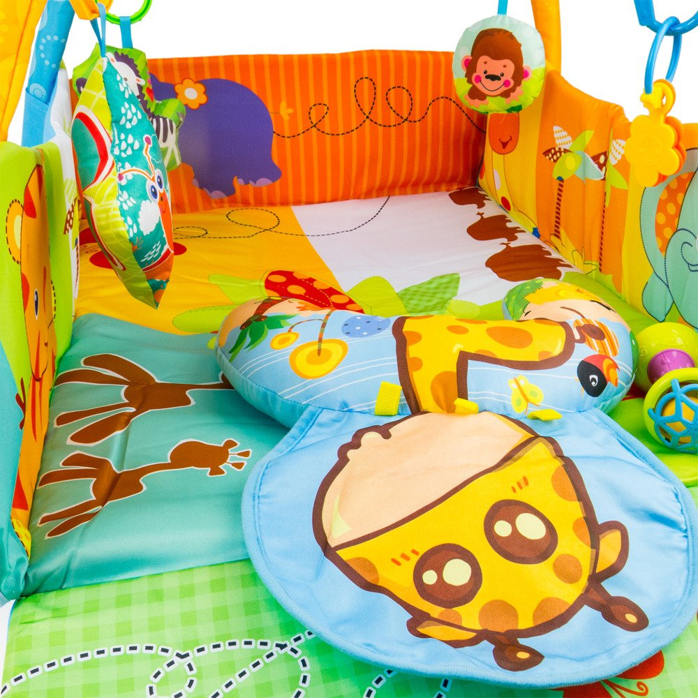 Mata edukacyjna kojec 2w1 + Zabawki + Zagłówek