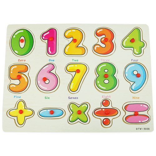 Puzzle drewniane układanka z uchwytami CYFRY 