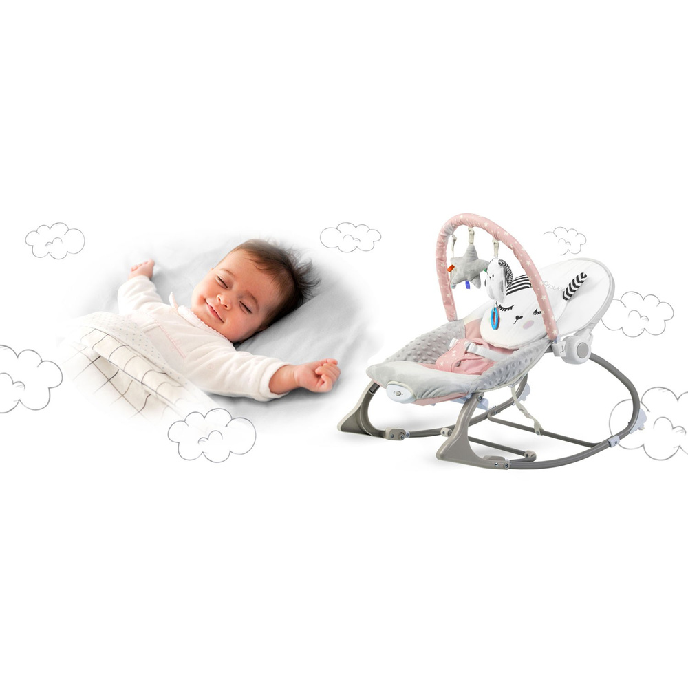 Leżaczek bujaczek z wibracją - różowy