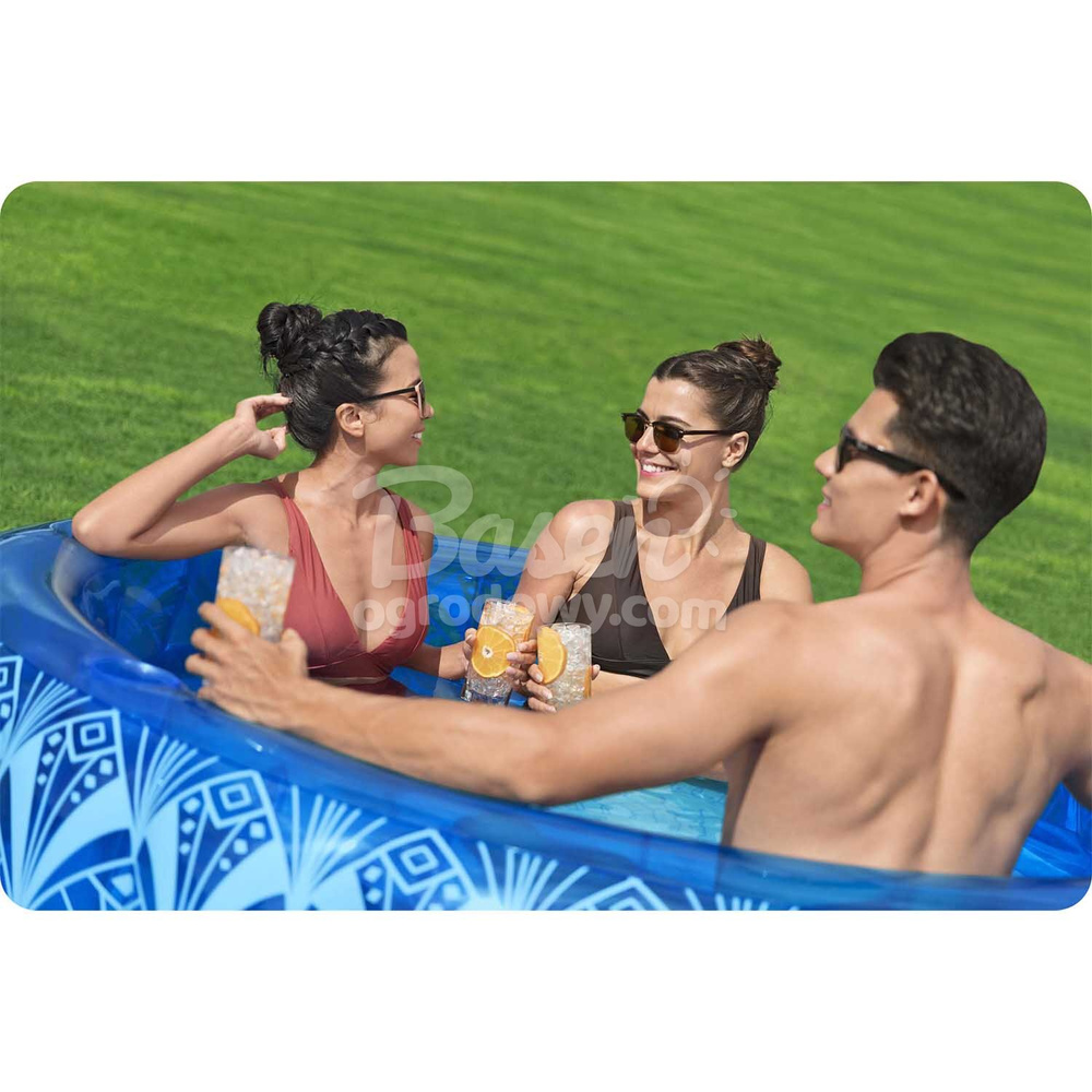 Bestway Dmuchany basen BOHEMIAN BLUE + 2 uchwyty na kubek 168x53cm 54479