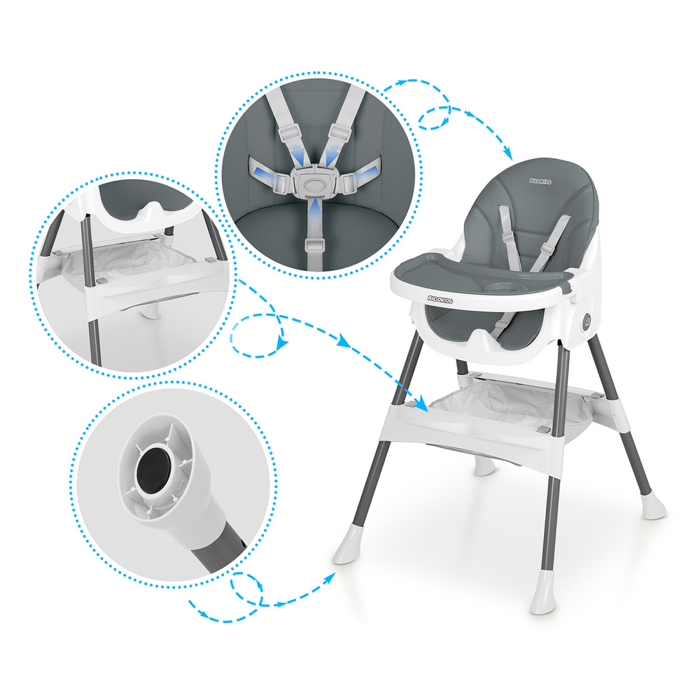 Krzesełko do karmienia Mani szare