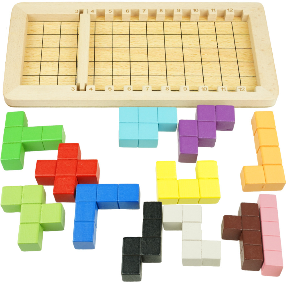 Drewniana gra Tetris puzzle układanka logiczna łamigłówka