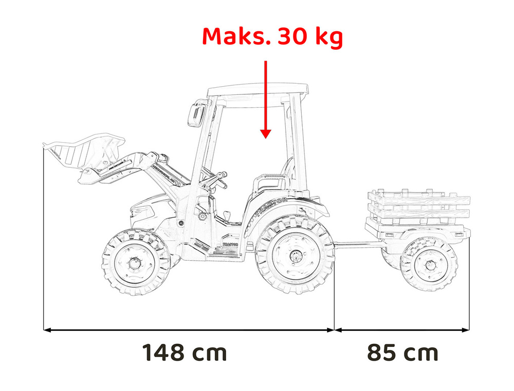 Pojazd MEGA Traktor D68 Z Przyczepką Zielony