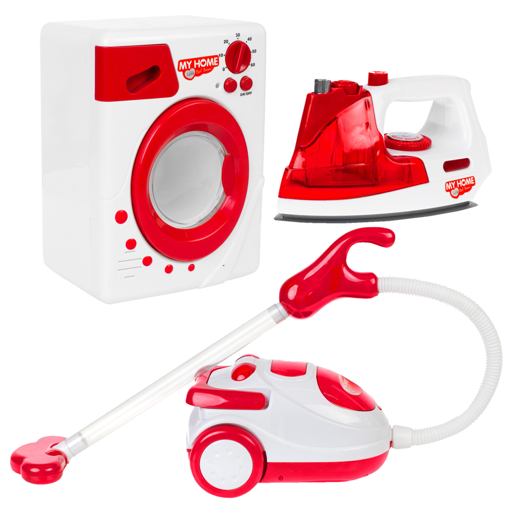 Zestaw duży Agd dla dzieci - odkurzacz, żelazko, pralka