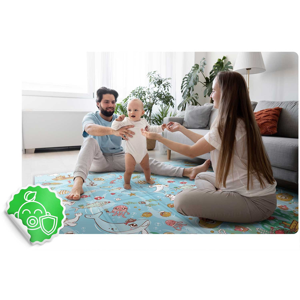 Mata piankowa edukacyjna składana 200 x 180 x 1 cm ziemia