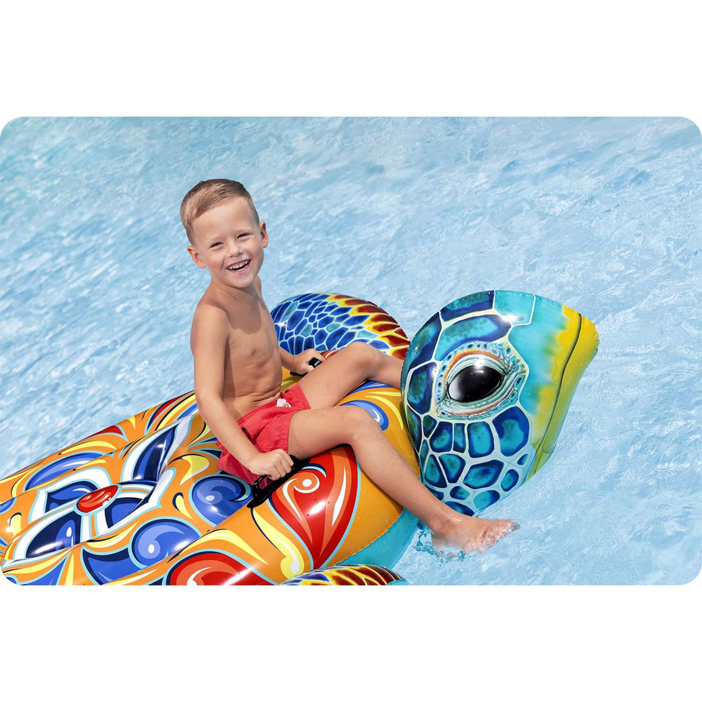 Bestway Dmuchany materac z uchwytami ŻÓŁW Nadruk Majolika 183x173cm 41523