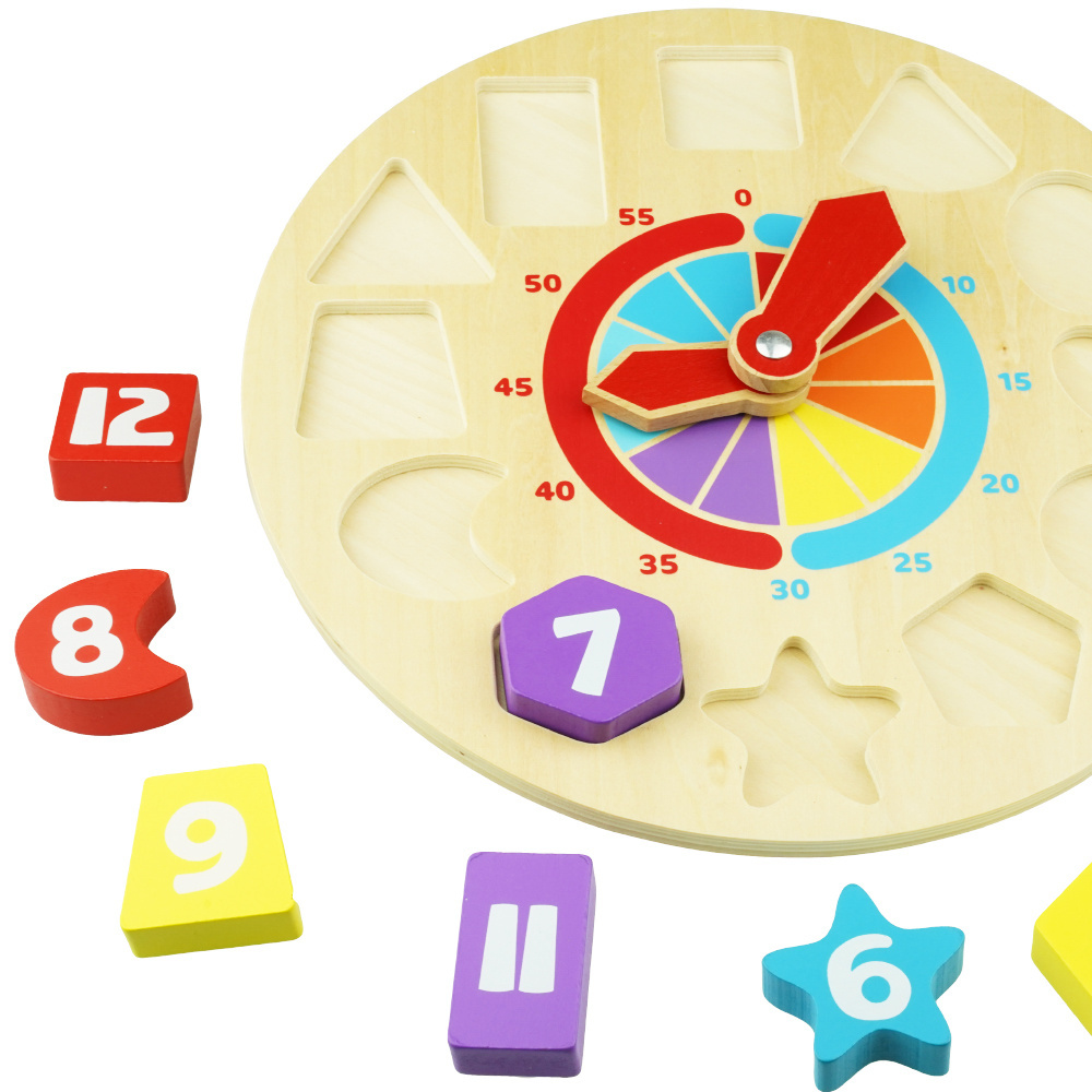 Drewniany zegar sorter z wyjmowanymi cyferkami