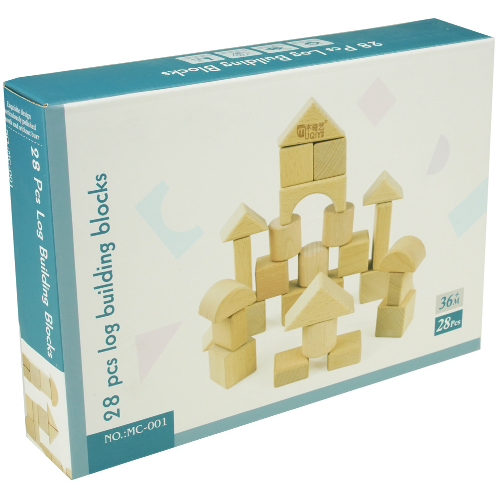 Duże drewniane klocki Sorter konstrukcyjne naturalne