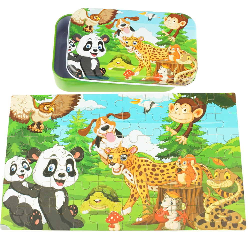 Kolorowa układanka puzzle safarii sowa małpka 60 elementów