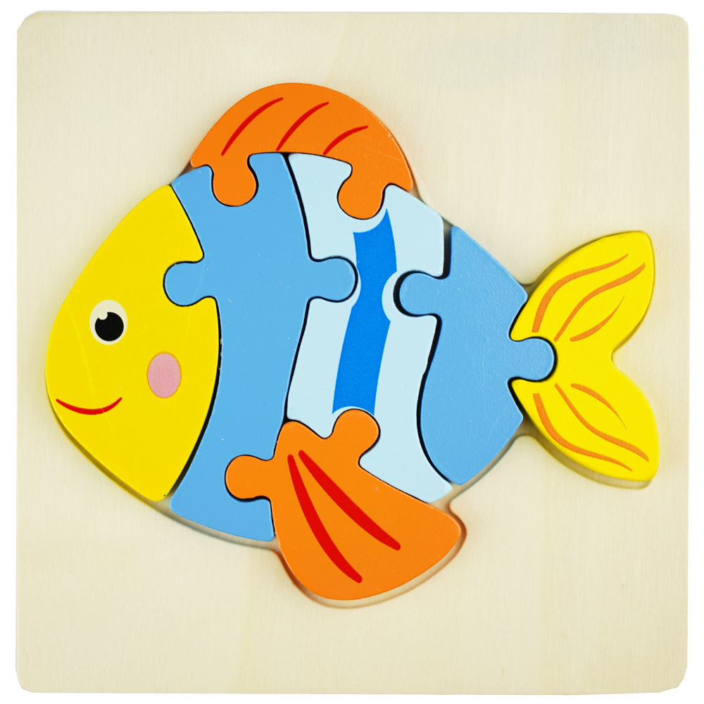 Drewniana kolorowa układanka puzzle Rybka