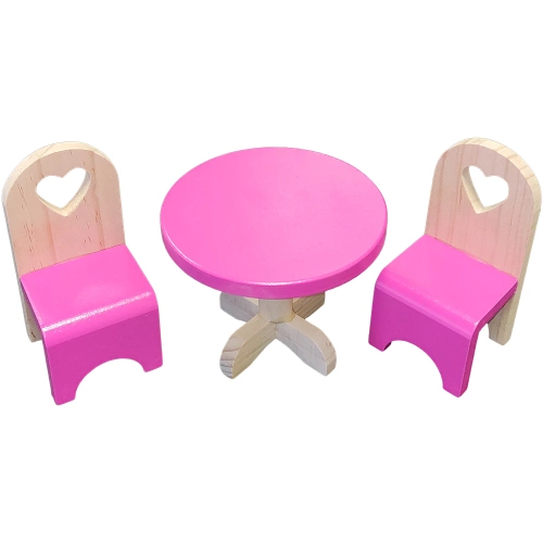 Zestaw drewnianych mebelków do domku dla lalek do salonu, jadalni