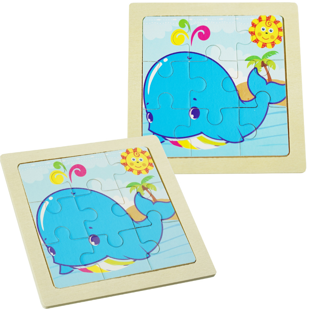 Drewniana kolorowa układanka puzzle delfin