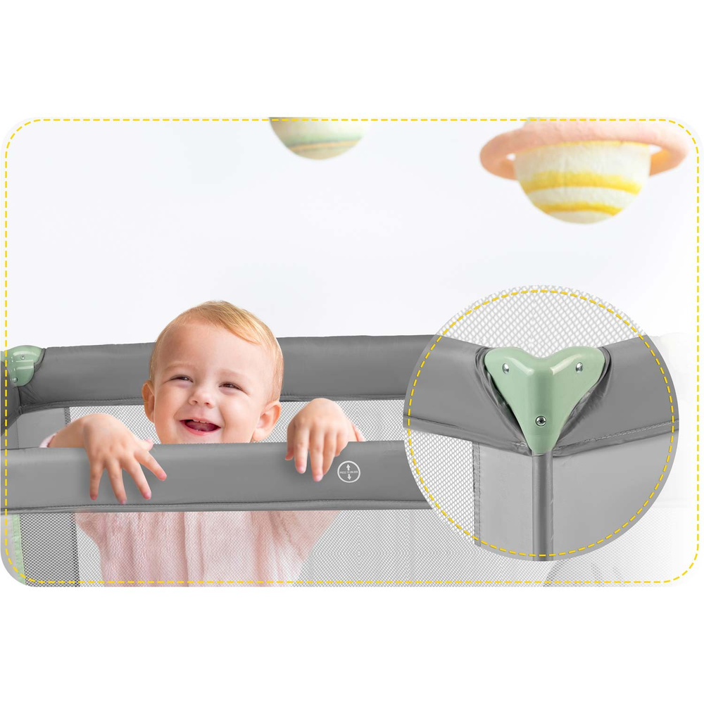 Łóżeczko turystyczne 125 x 65 x 78 cm szaro-miętowe