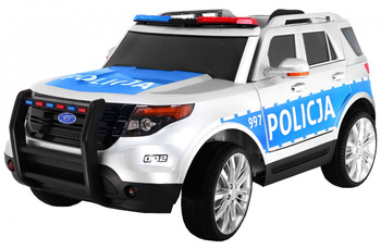 Auto SUV Policja na akumulator dla dzieci + Syreny + Światła + Megafon + Pilot + Wolny Start + EVA + Naklejki