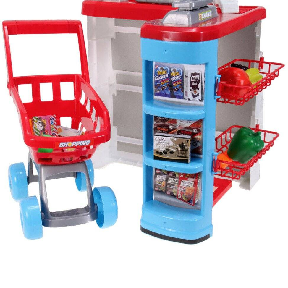 Supermarket Sklep kasa Wózek Zakupy akcesoria market zestaw akcesoria