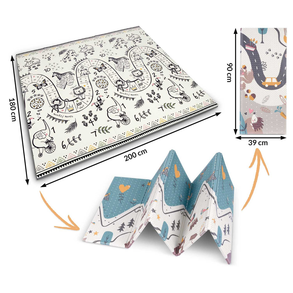 Mata piankowa edukacyjna składana 200 x 180 x 1 cm