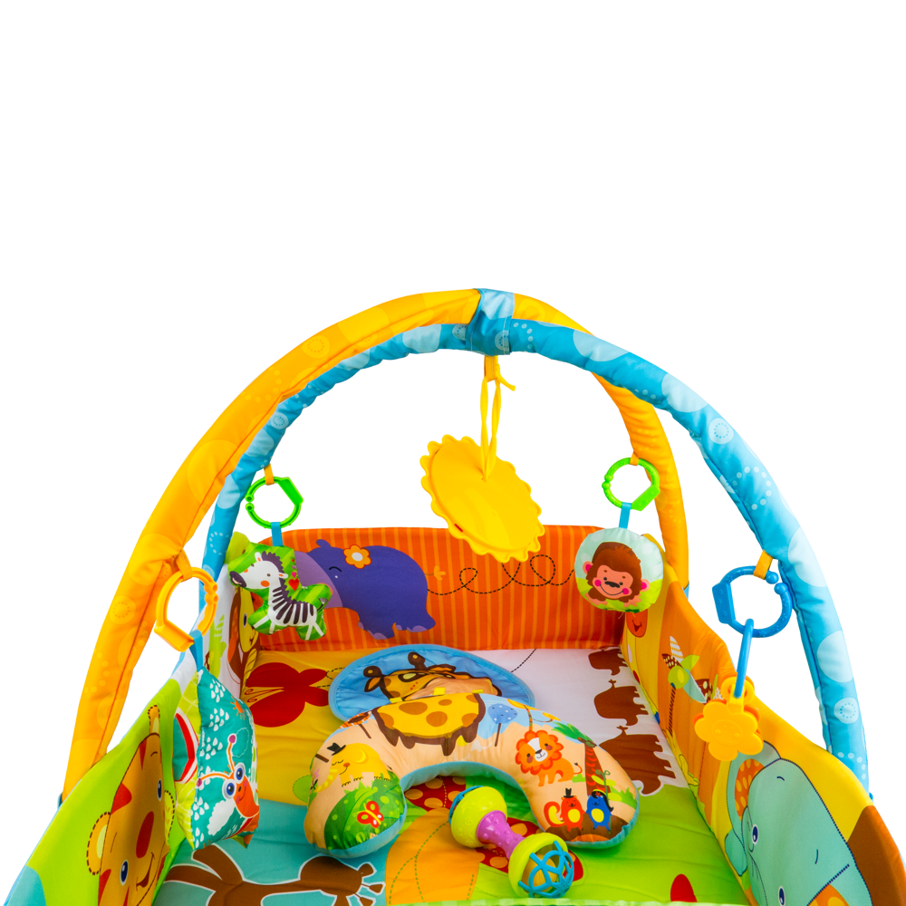 Mata edukacyjna kojec 2w1 + Zabawki + Zagłówek