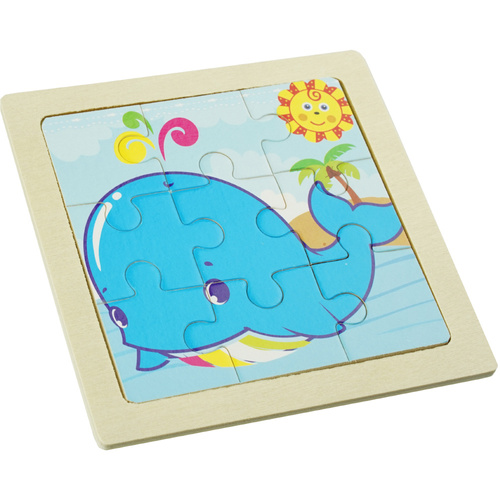 Drewniana kolorowa układanka puzzle delfin