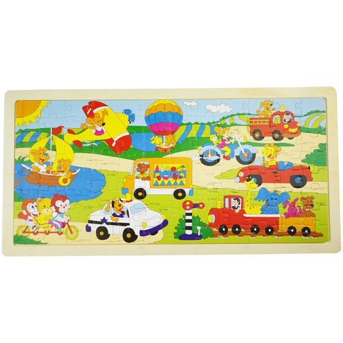 Drewniana kolorowa układanka puzzle samochody pojazdy