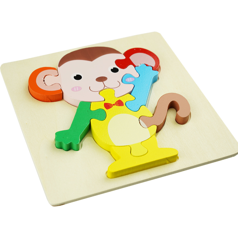 Drewniana kolorowa układanka puzzle Małpka