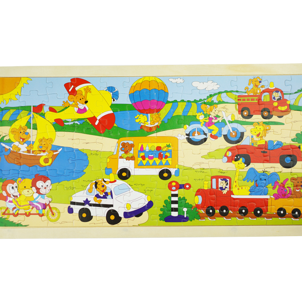 Drewniana kolorowa układanka puzzle samochody pojazdy