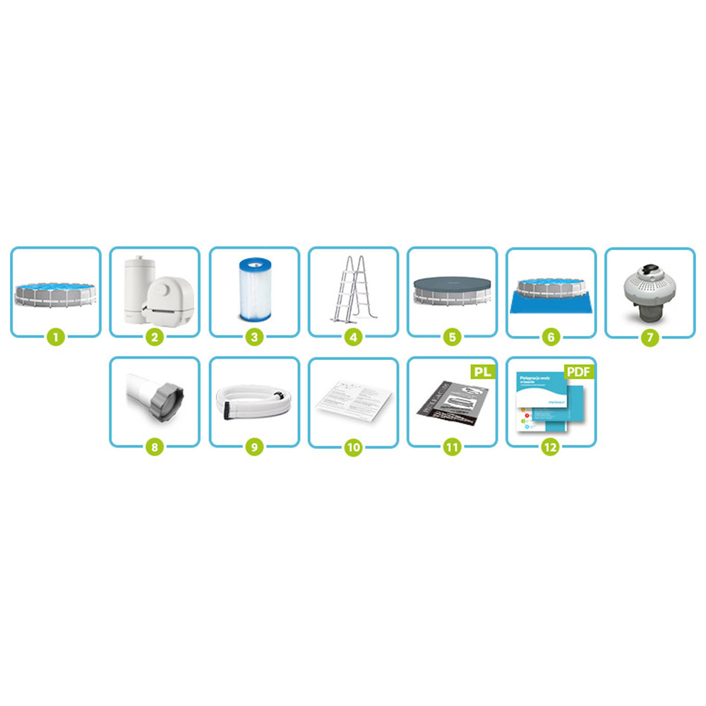 Basen ogrodowy stelażowy 610 x 132 cm zestaw 12w1 INTEX 26756