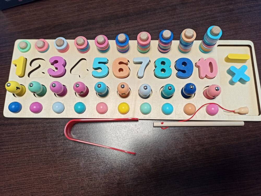 Wielofunkcyjna gra edukacyjna 4 w 1 gra łowienie rybek liczby układanka OUTLET