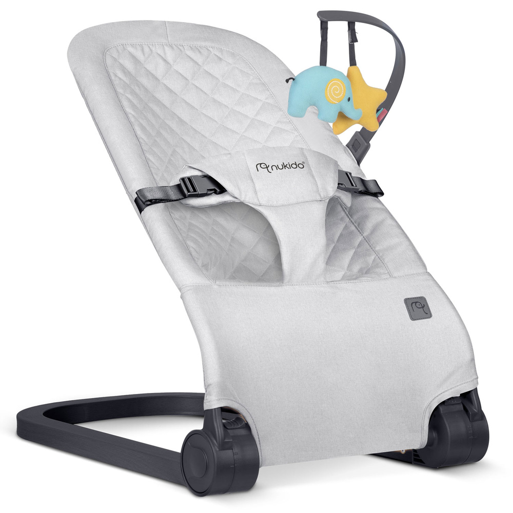 Leżaczek bujaczek z zabawkami - jasno szary