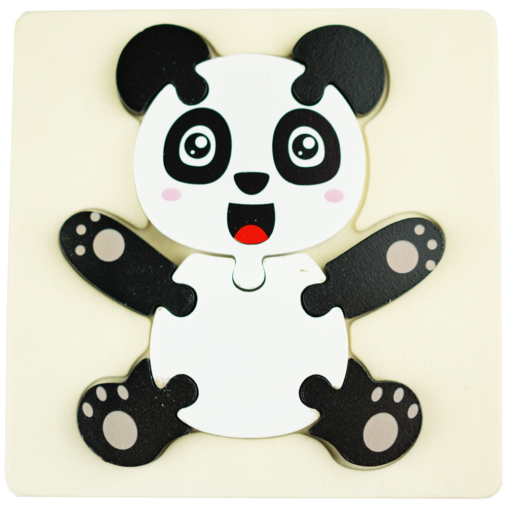 Drewniana kolorowa układanka puzzle Panda