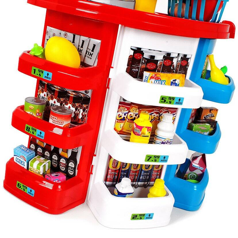 Supermarket Sklep 38 elementów - Kasa, skaner, waga 