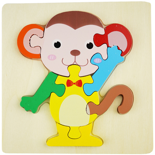 Drewniana kolorowa układanka puzzle Małpka