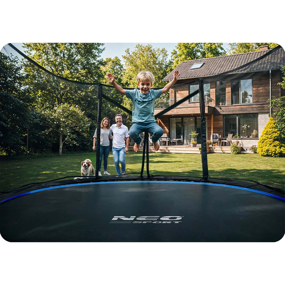 Trampolina ogrodowa 12ft/374cm z siatką zewnętrzną i drabinką Neo-Sport