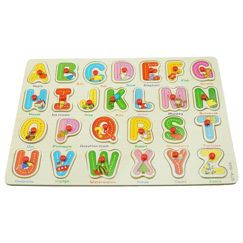 Drewniana układanka z uchwytami puzzle Alfabet