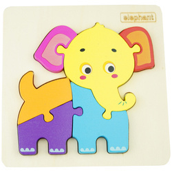 Drewniana kolorowa układanka puzzle Słoń HP 7532
