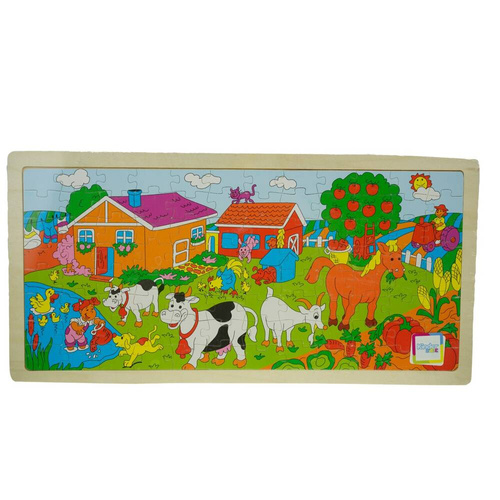 Drewniana kolorowa układanka puzzle Zwierzęta sad