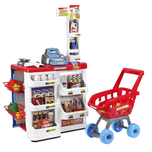 Supermarket Sklep kasa Wózek Zakupy akcesoria market zestaw akcesoria