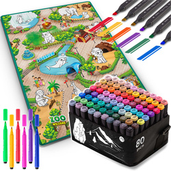 Zestaw kreatywny: 80 markerów alkoholowych + mata do kolorowania XXL 90x120 cm