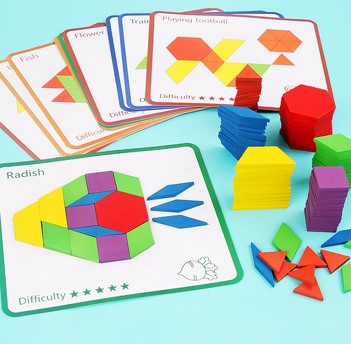 Drewniana układanka edukacyjna Montessori mozaika puzzle kreatywna gra