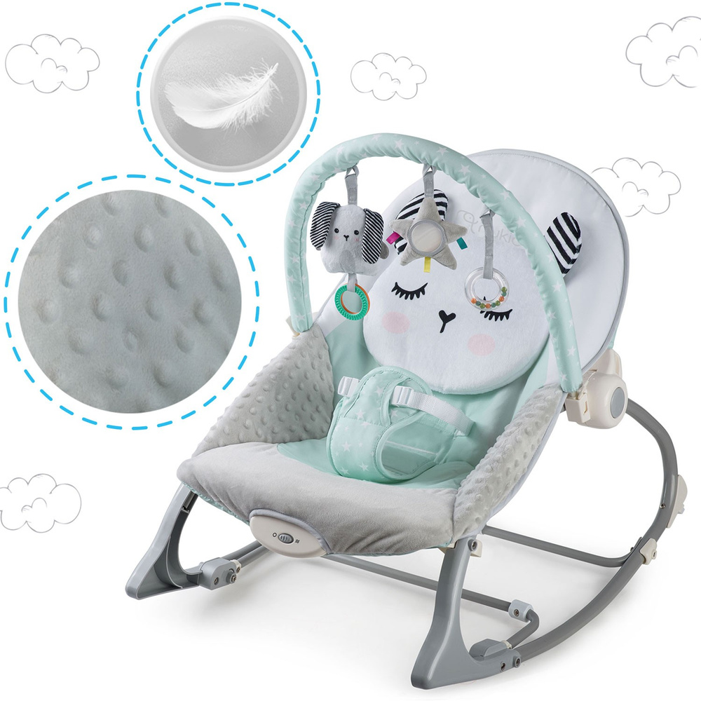 Leżaczek bujaczek z wibracją - miętowy