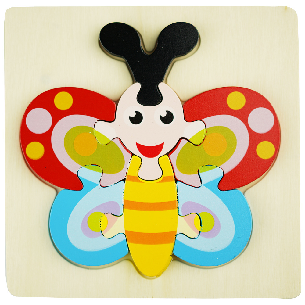 Drewniana kolorowa układanka puzzle Motyl