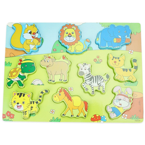 Drewniana kolorowa układanka puzzle zwierzatka Lew